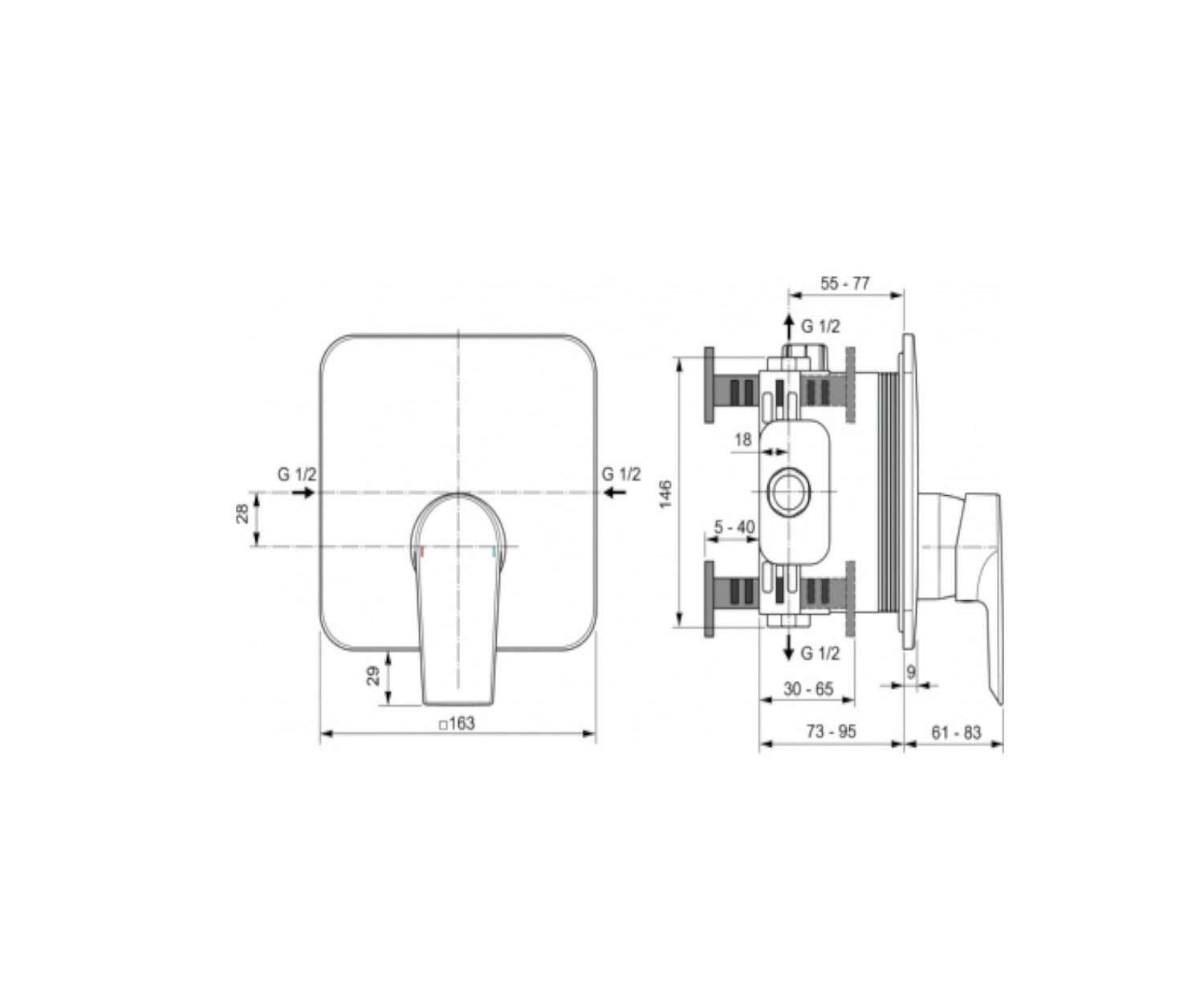 Ideal Standard, Edge. Bateria prysznicowa podtynkowa A7123AA - obrazek 2