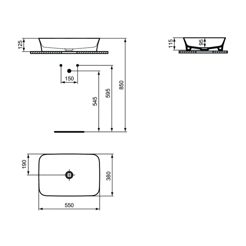 Ideal Standard, Ipalyss. Umywalka nablatowa 55x38 cm E207601 - obrazek 2