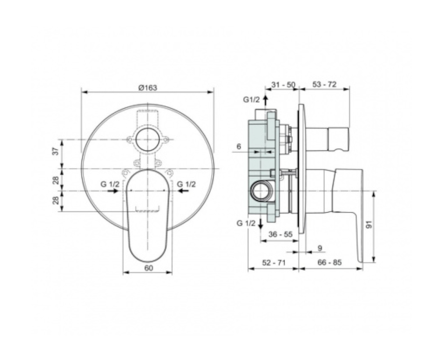 Ideal Standard, Cerafine O. Bateria wannowo-prysznicowa A7193AA - obrazek 2