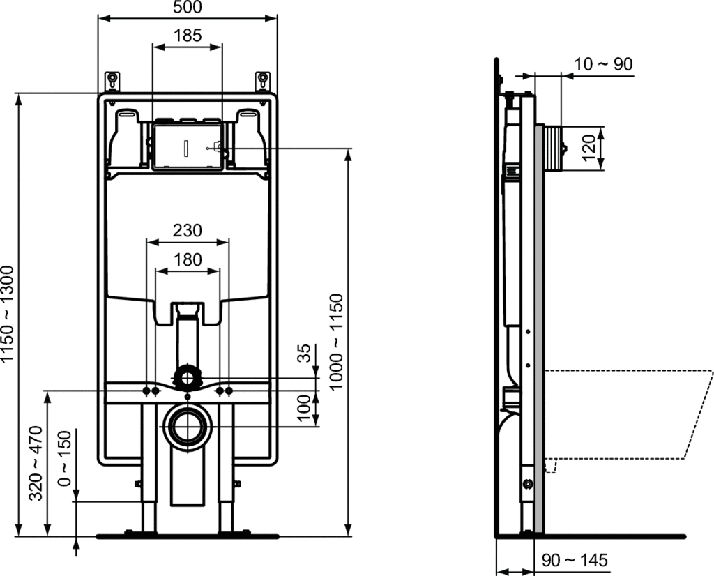 Montaż podtynkowy 80 M do wiszącej miski WC Ideal Standard ProSys R014367 - obrazek 3