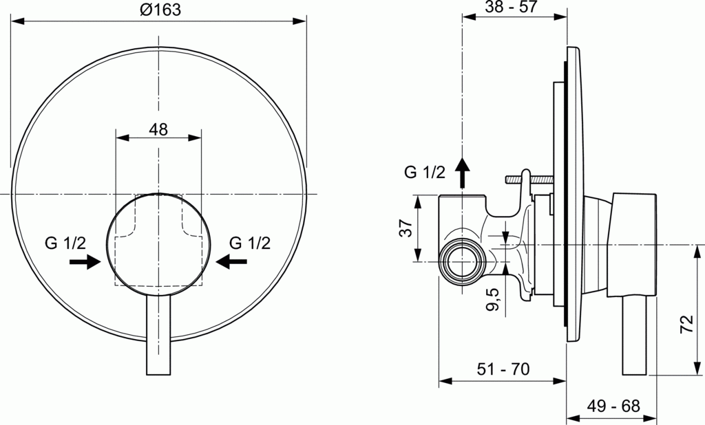 Ideal Standard Ceraline Bateria natryskowa podtynkowa czarny mat A6940XG - obrazek 3