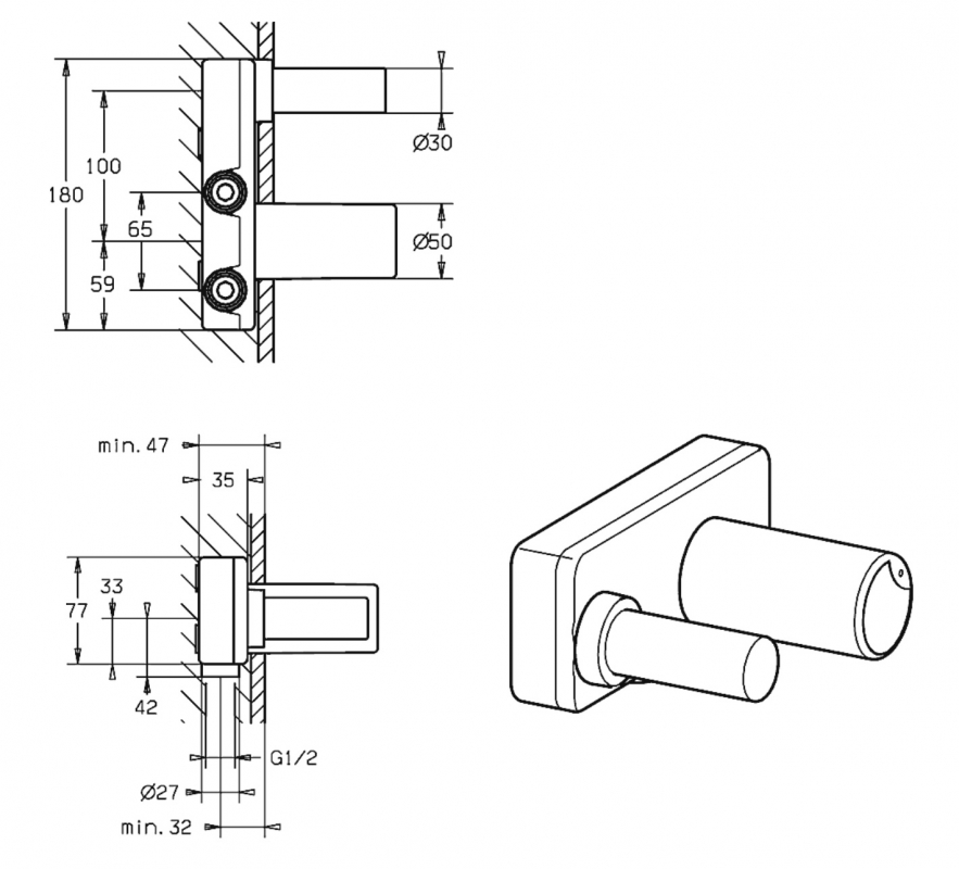 Hansa Vario Korpus podtynkowy do 2-otworowych baterii podtynkowych 57860100 - obrazek 3