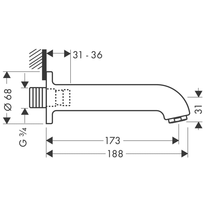 Hansgrohe Axor Uno DN20 Wylewka wannowa chrom 38410000 - obrazek 3