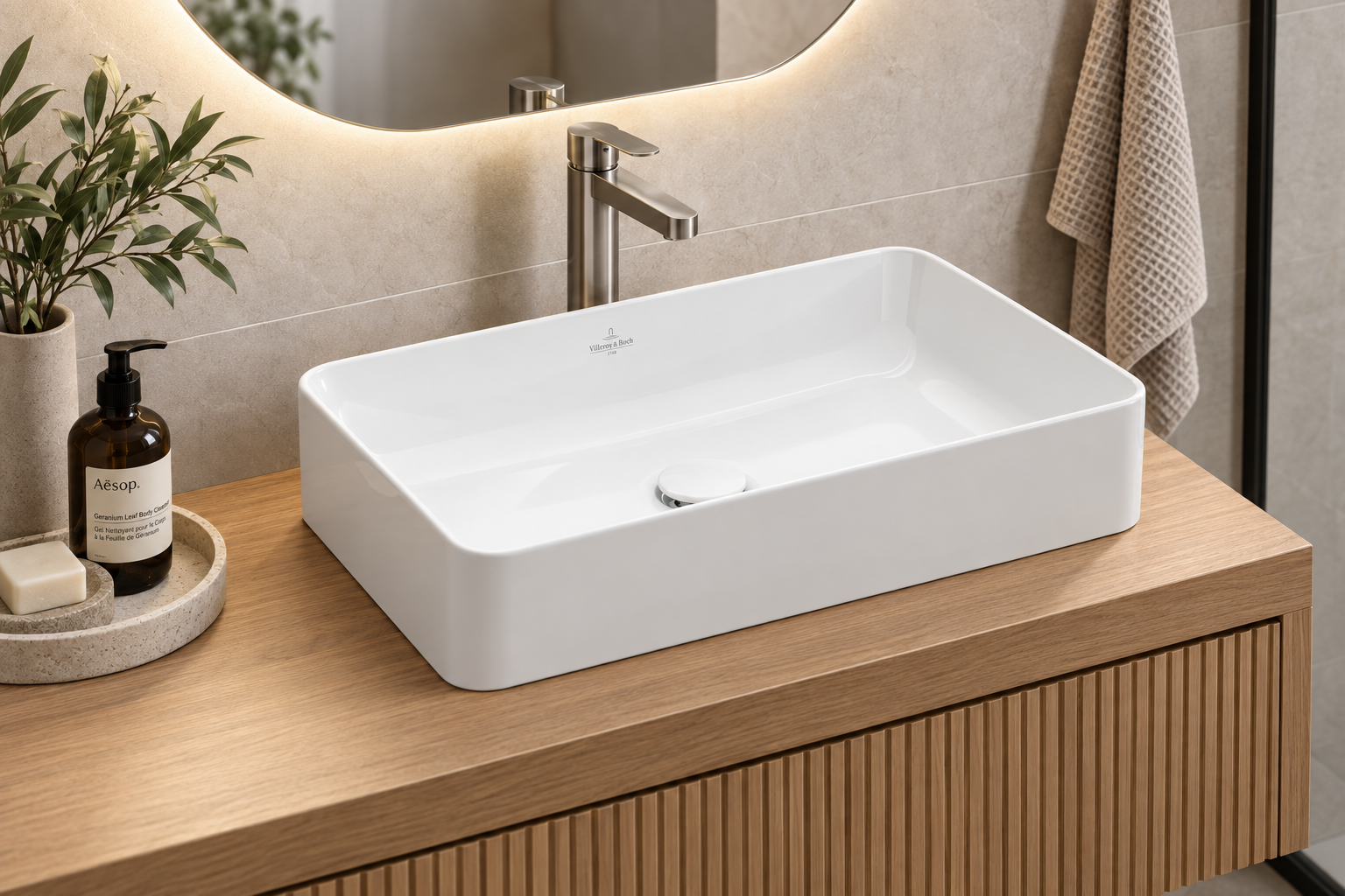 Villeroy & Boch Collaro umywalka 56x36 cm prostokątna nablatowa 4A205601 - obrazek 2