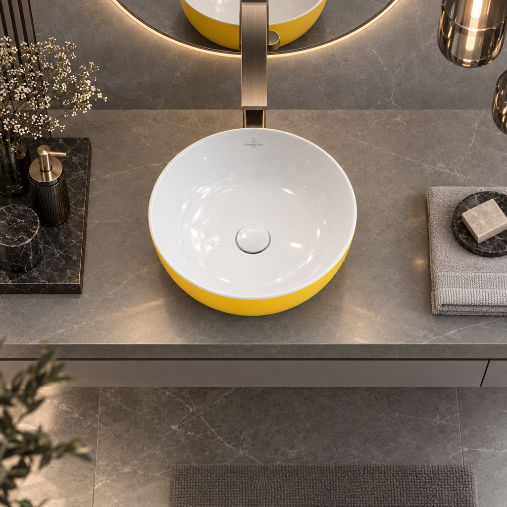 Villeroy & Boch Artis Umywalka nablatowa okrągła żółta mustard 430 mm 417943BCT4 - obrazek 3