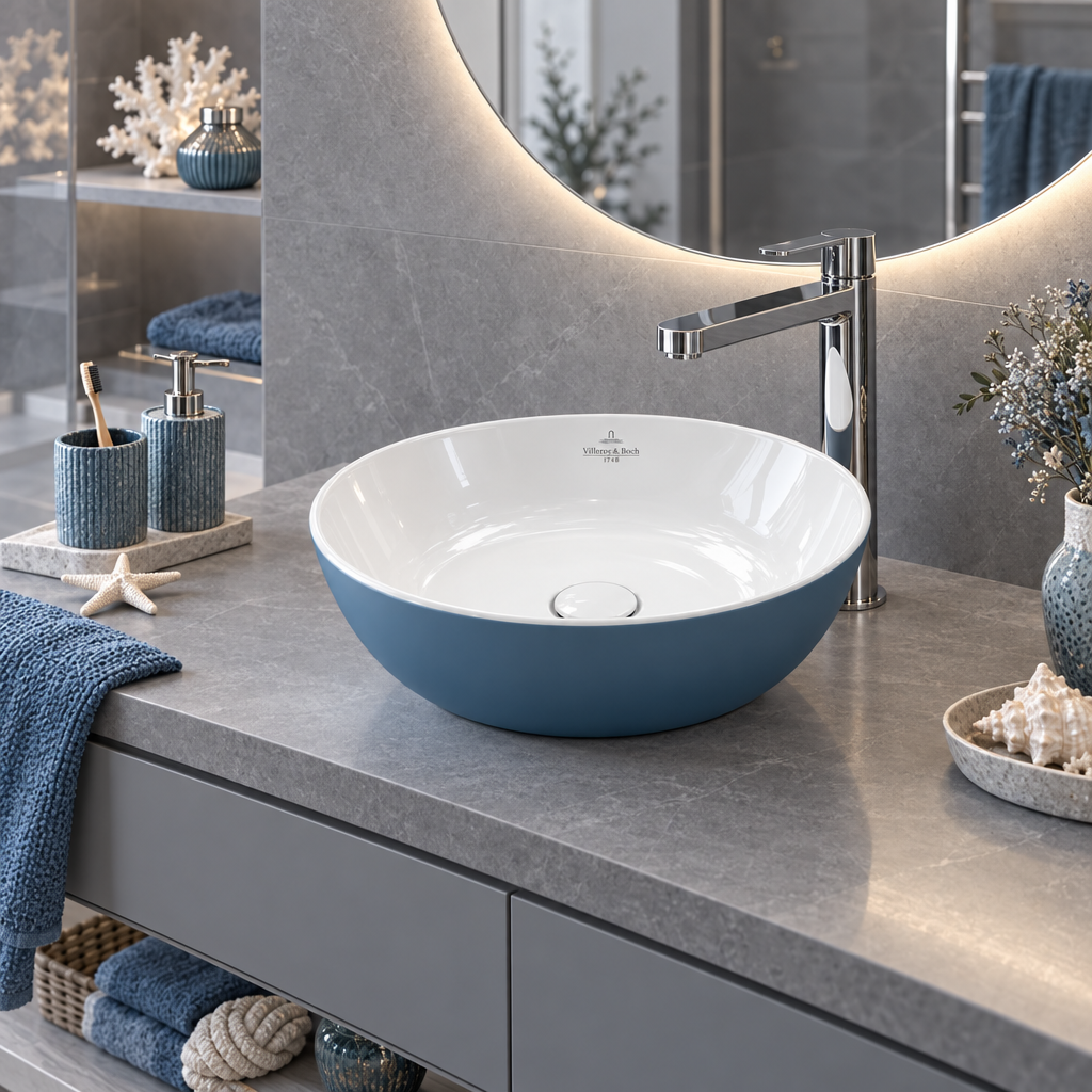 Villeroy & Boch Artis Umywalka nablatowa okrągła niebieska 430 mm 417943BCW2 - obrazek 3