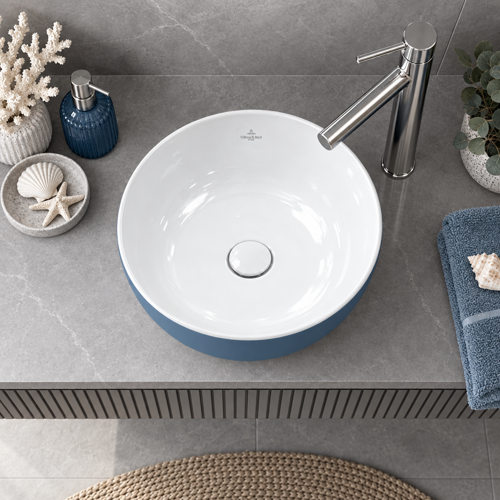 Villeroy & Boch Artis Umywalka nablatowa okrągła niebieska 430 mm 417943BCW2 - obrazek 4