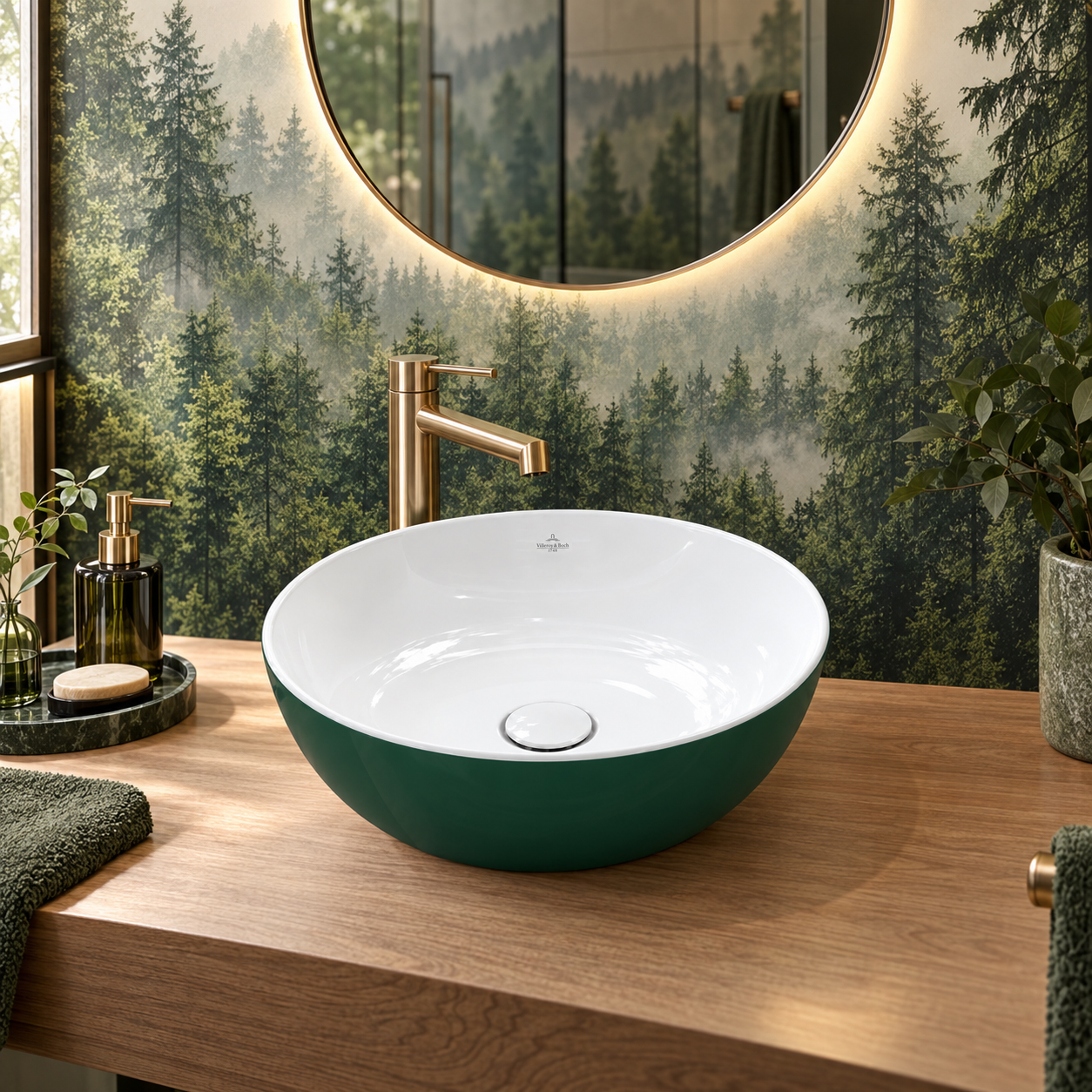 Villeroy & Boch Artis Umywalka nablatowa okrągła zielona forest 430 mm 417943BCS7 - obrazek 2