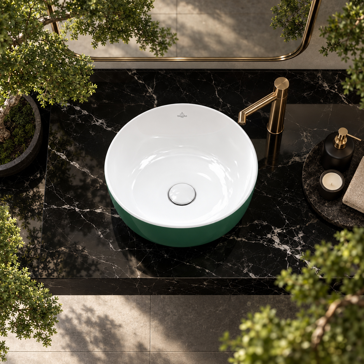 Villeroy & Boch Artis Umywalka nablatowa okrągła zielona forest 430 mm 417943BCS7 - obrazek 3
